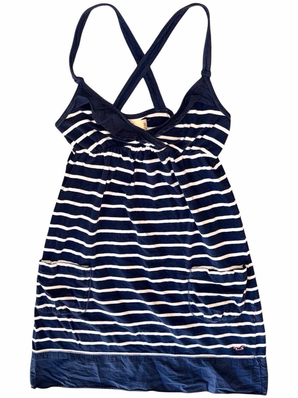 Y2K Hollister Babydoll Striped Long Tank / Tunic Mini Dress